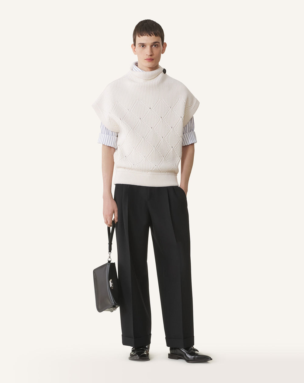 Black Compagnon Asymmetrical Leather Clutch Bag