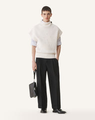 Black Compagnon Asymmetrical Leather Clutch Bag