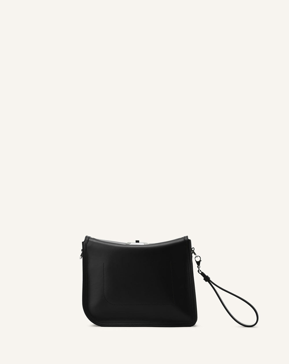 Black Compagnon Asymmetrical Leather Clutch Bag
