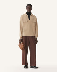 Brown Compagnon Asymmetrical Leather Clutch Bag