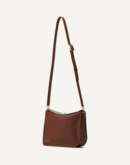 Brown Compagnon Asymmetrical Leather Clutch Bag