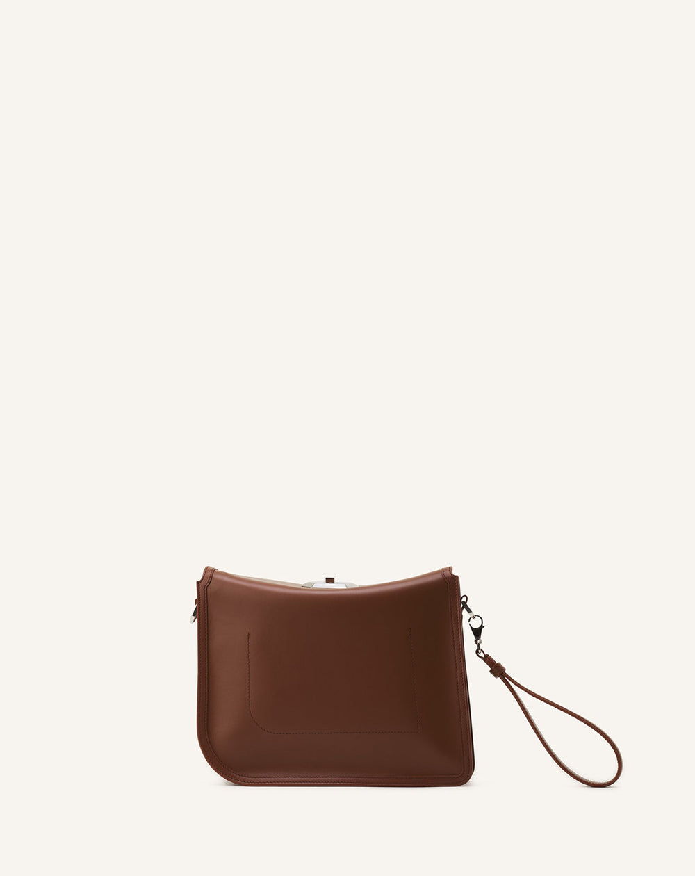 Brown Compagnon Asymmetrical Leather Clutch Bag