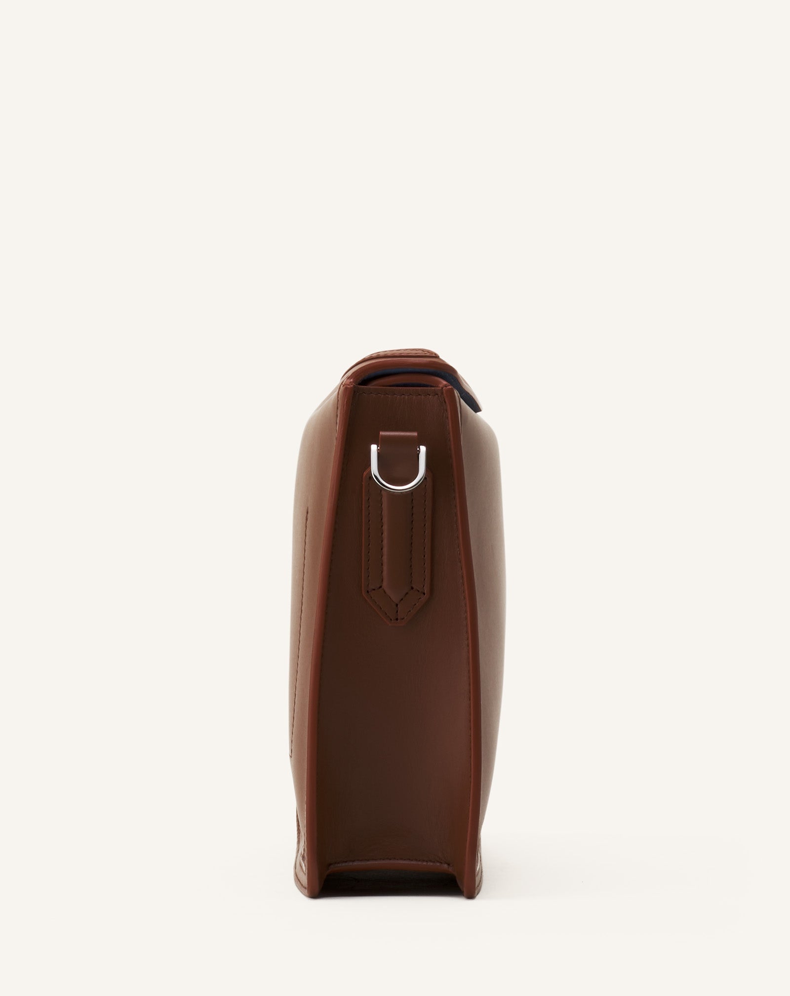 Brown Compagnon Asymmetrical Leather Clutch Bag