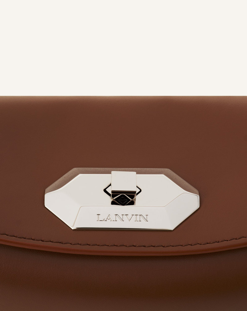 Brown Compagnon Asymmetrical Leather Clutch Bag