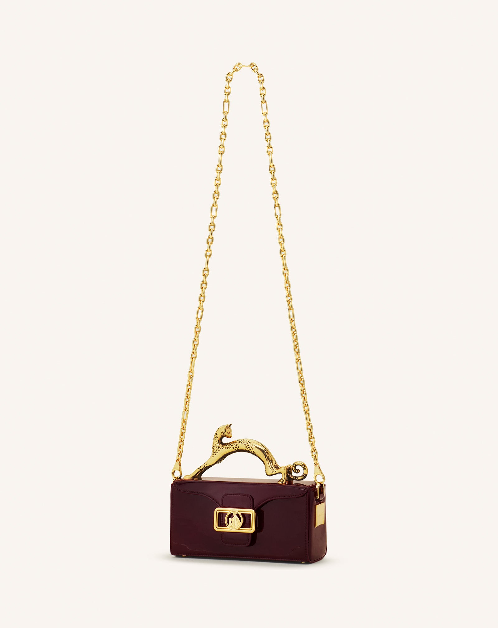 Brown Pencil Cat Nano Patent Leather Bag