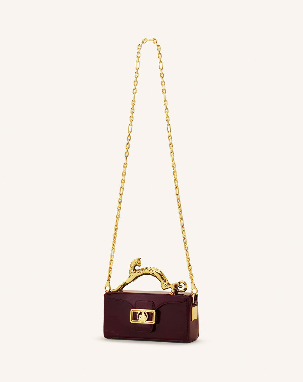 Brown Pencil Cat Nano Patent Leather Bag