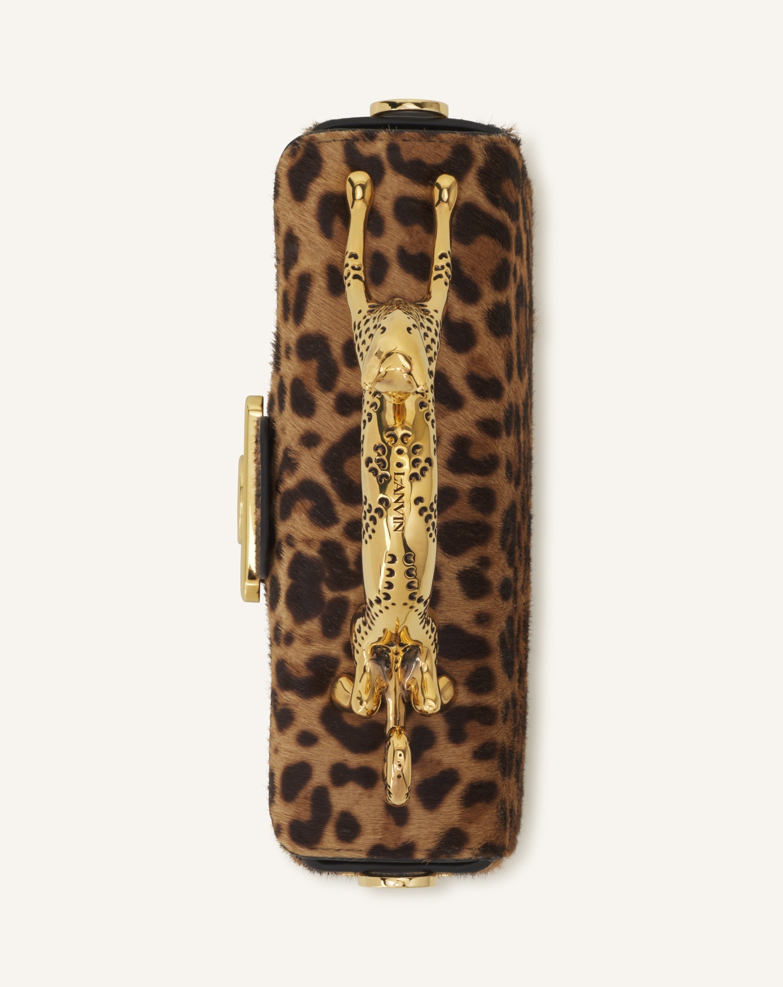 Sac Boîte Nano Avec Poignée Chat Imprimé Léopard Beige