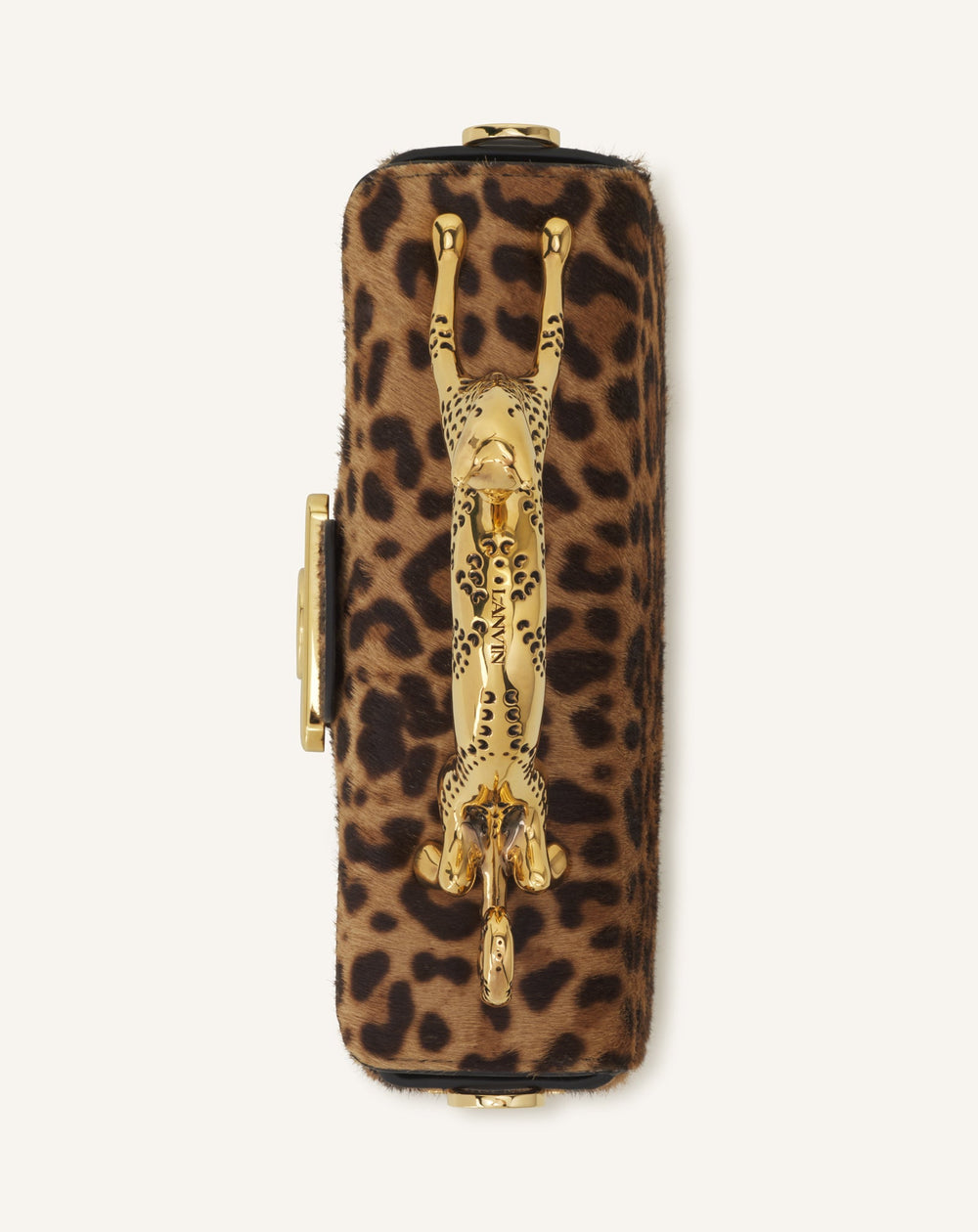 Sac Boîte Nano Avec Poignée Chat Imprimé Léopard Beige