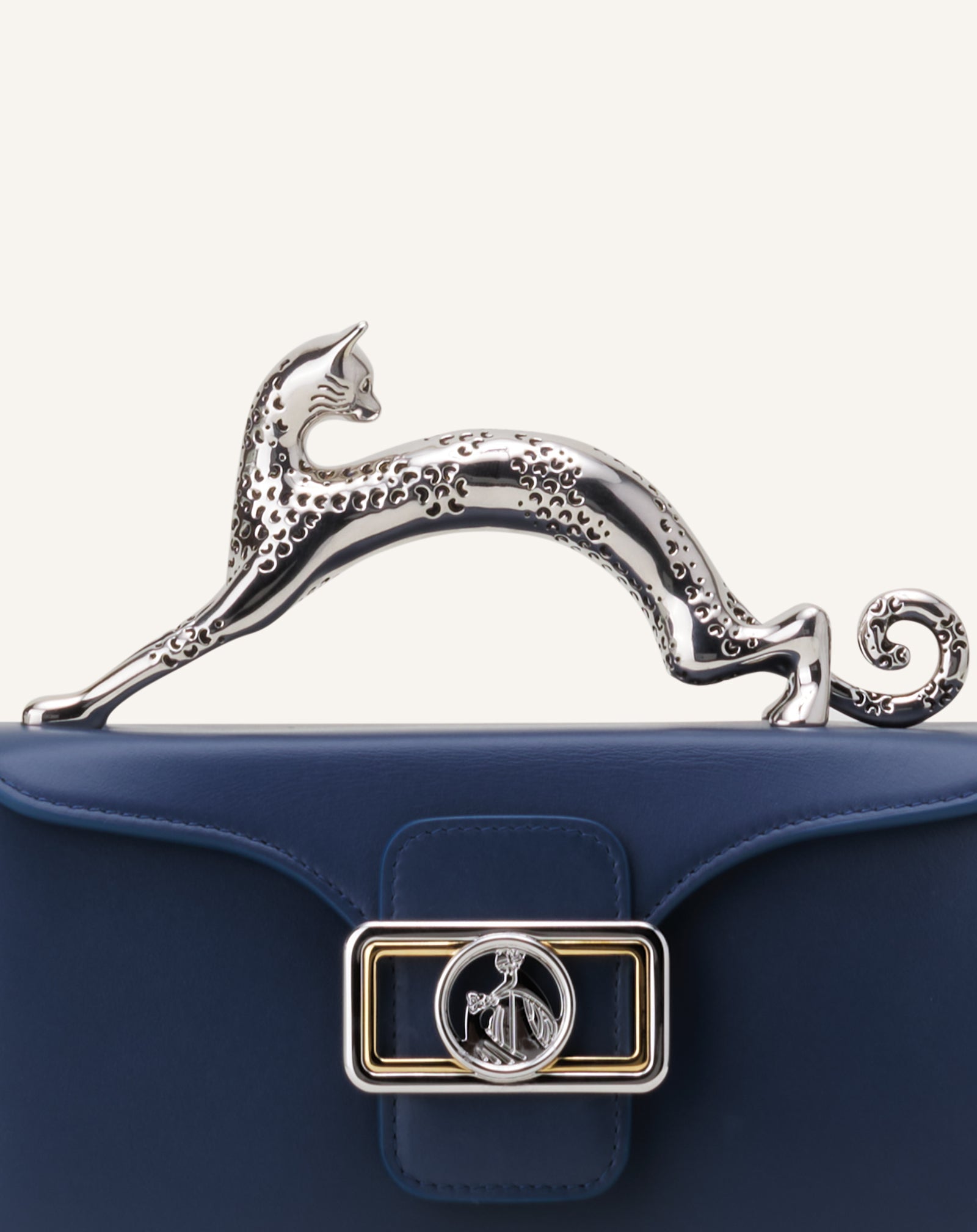 Blue Nano Pencil Cat Leather Bag