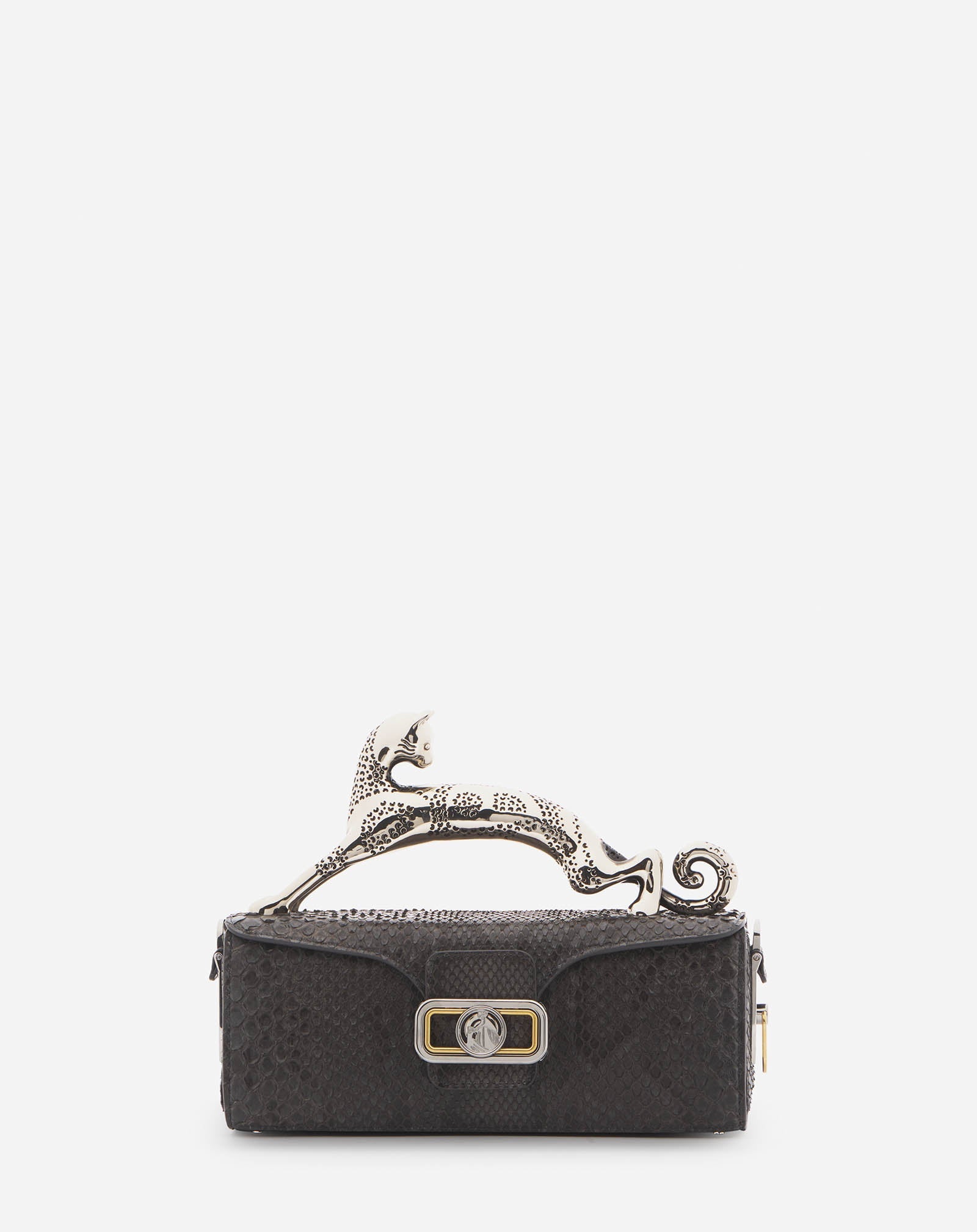 Black Medium Pencil Cat Bag In Python