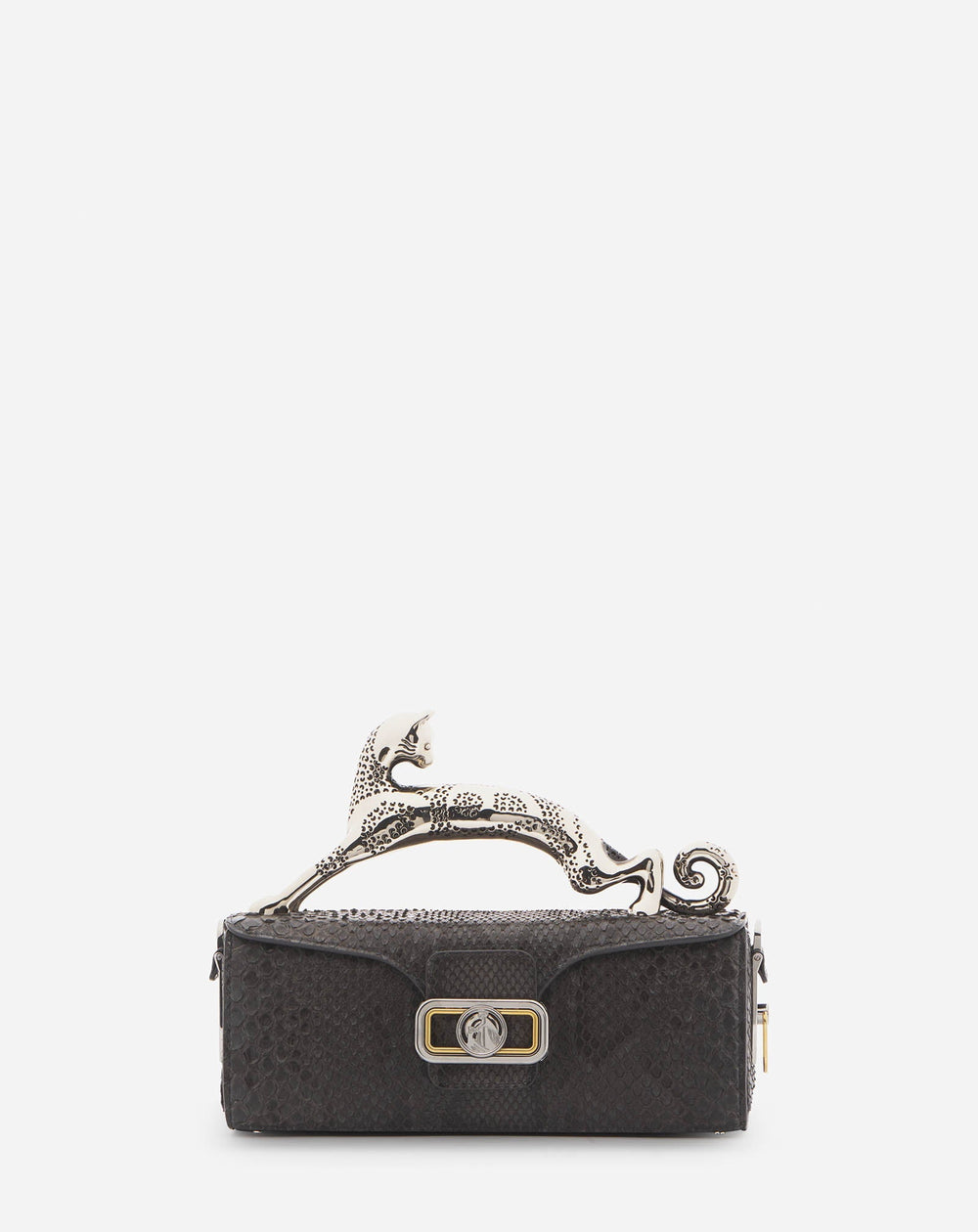 Black Medium Pencil Cat Bag In Python