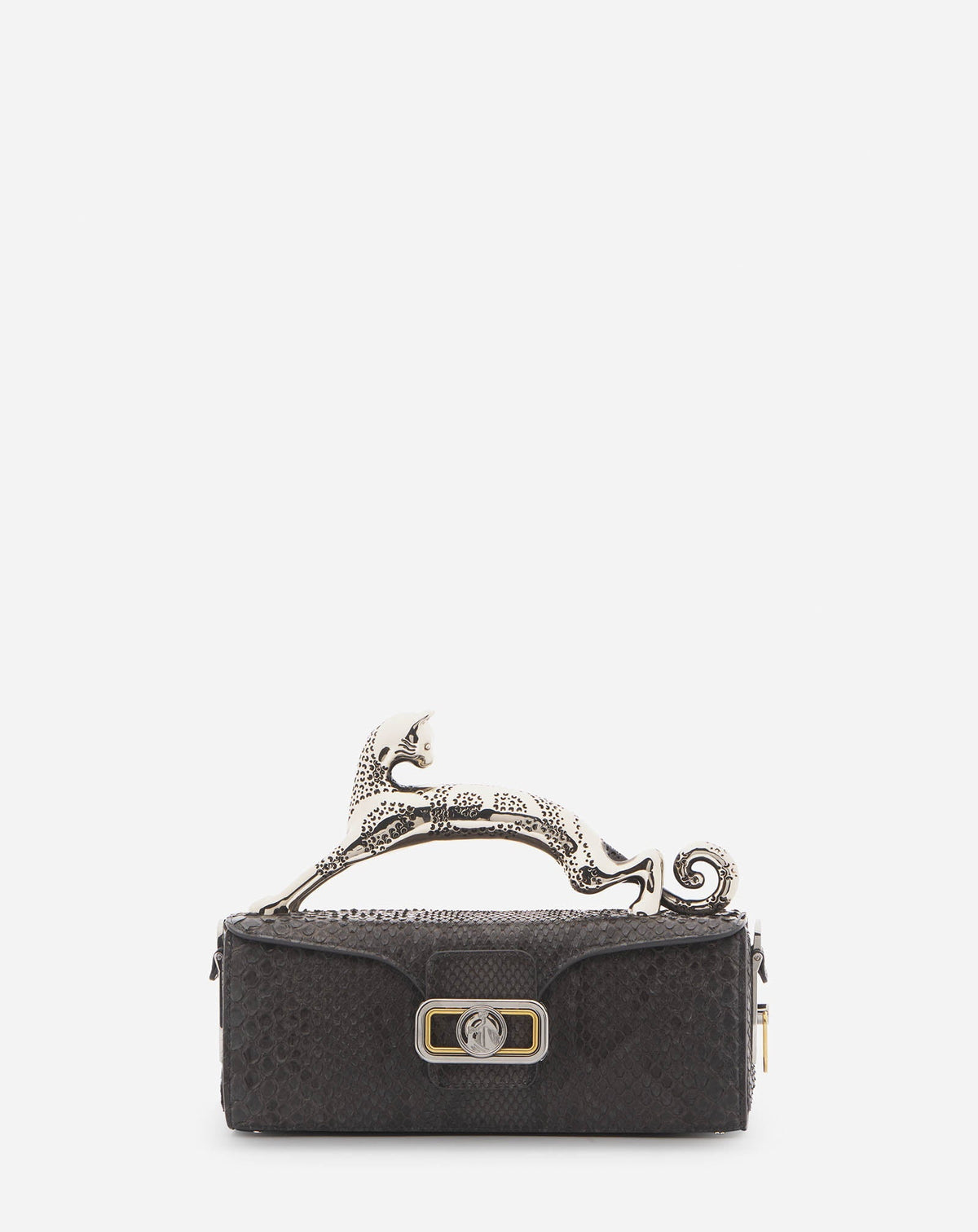 Black Medium Pencil Cat Bag In Python