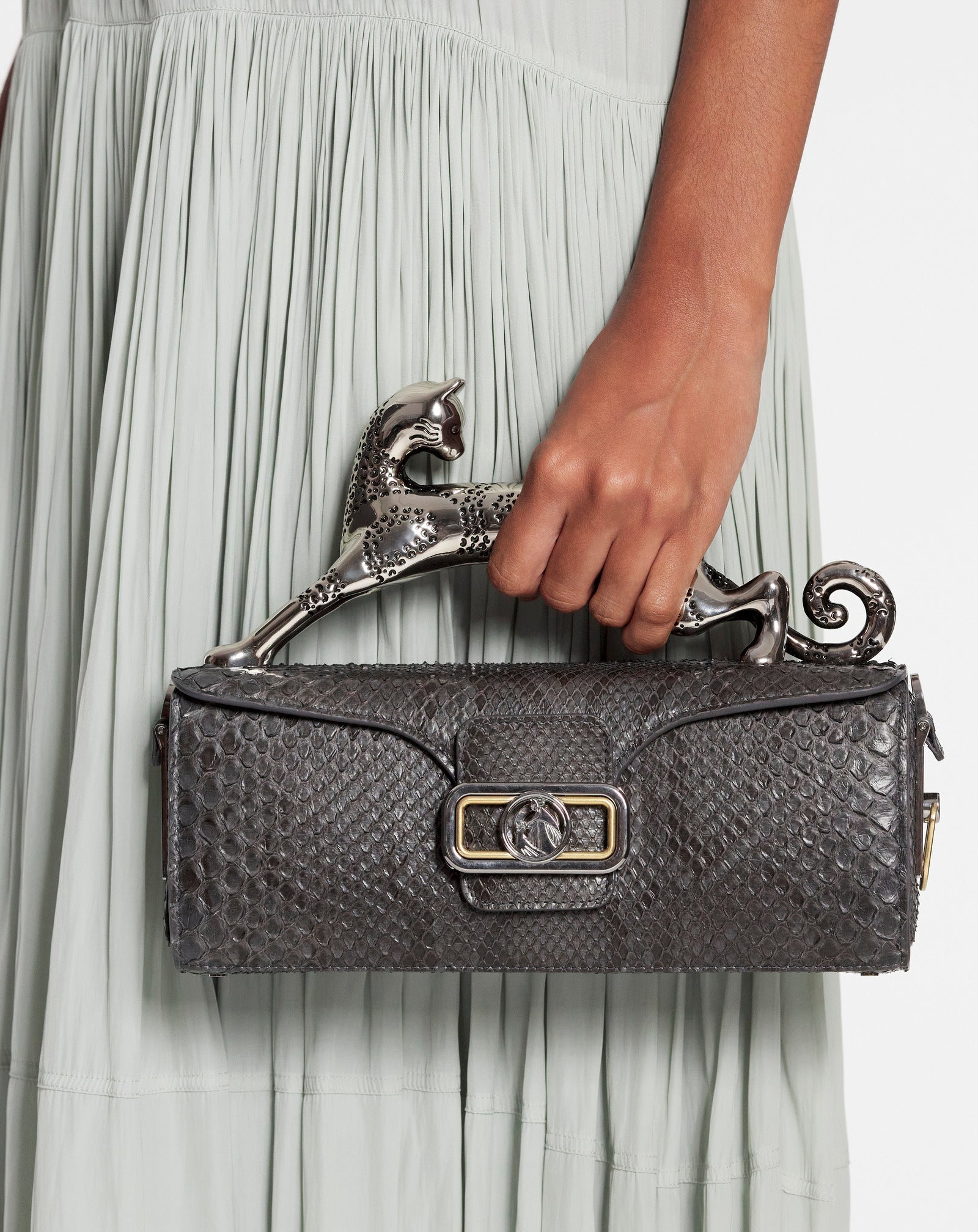 Black Medium Pencil Cat Bag In Python