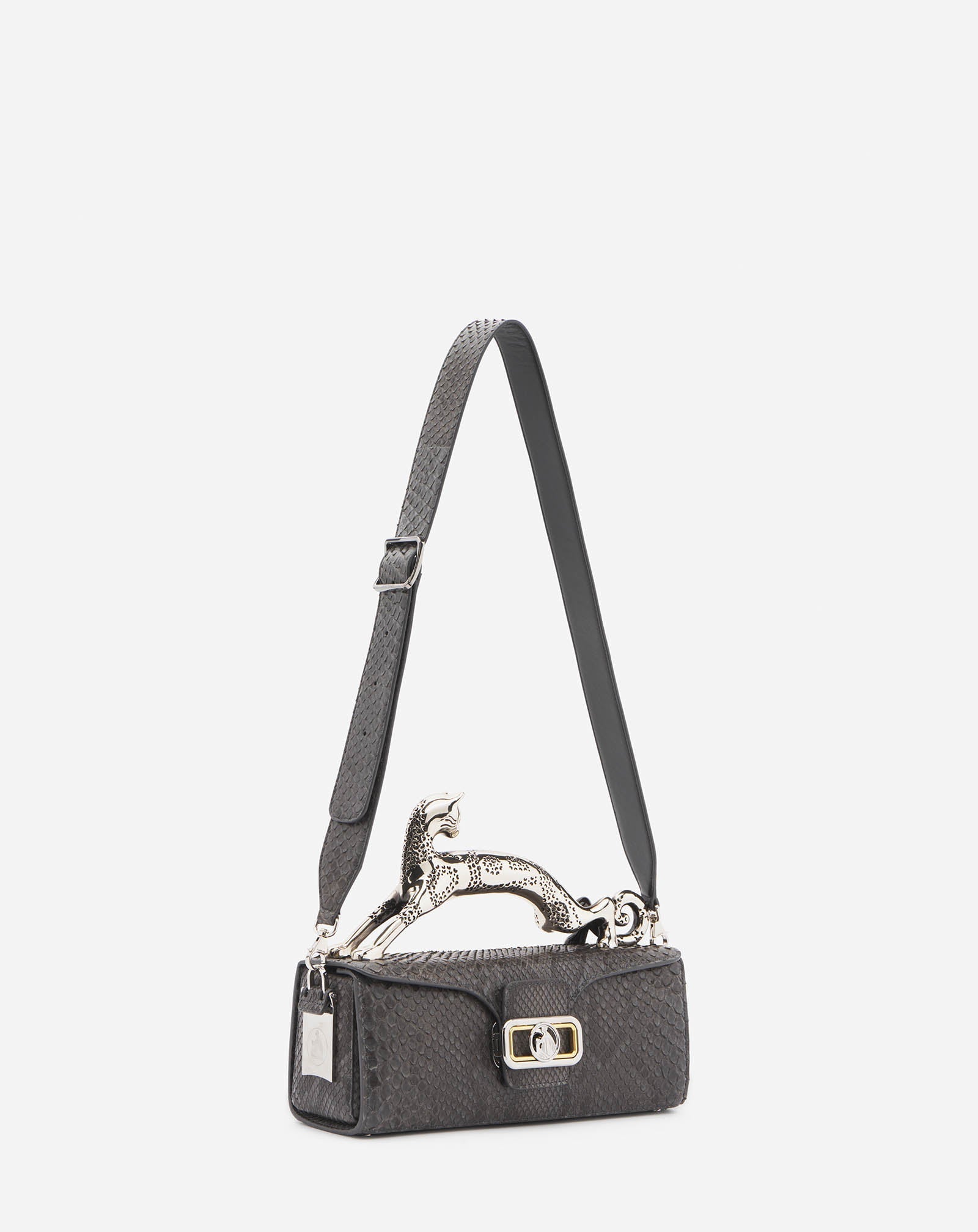 Black Medium Pencil Cat Bag In Python