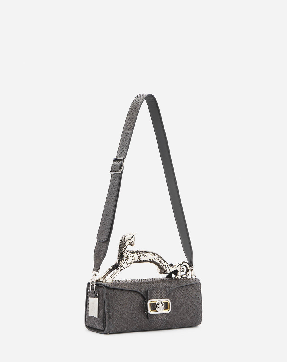 Black Medium Pencil Cat Bag In Python