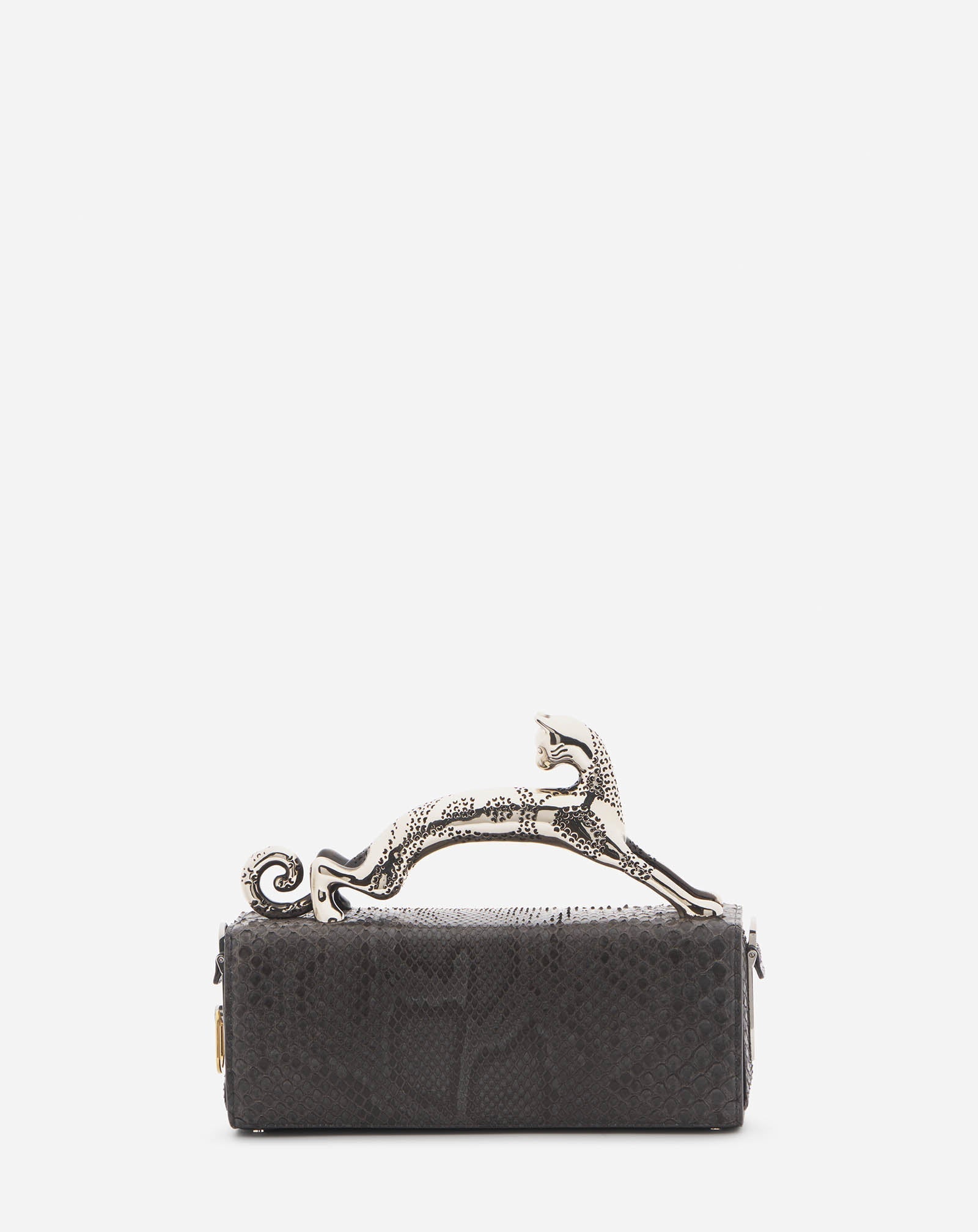 Black Medium Pencil Cat Bag In Python