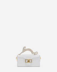 White Pencil Cat Bag In Leather And Rhinestones