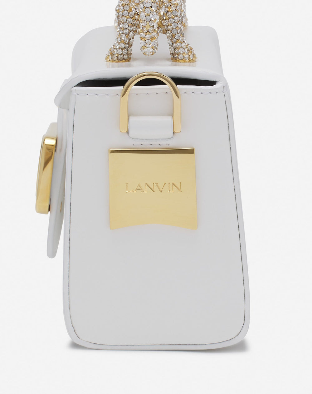 White Pencil Cat Bag In Leather And Rhinestones