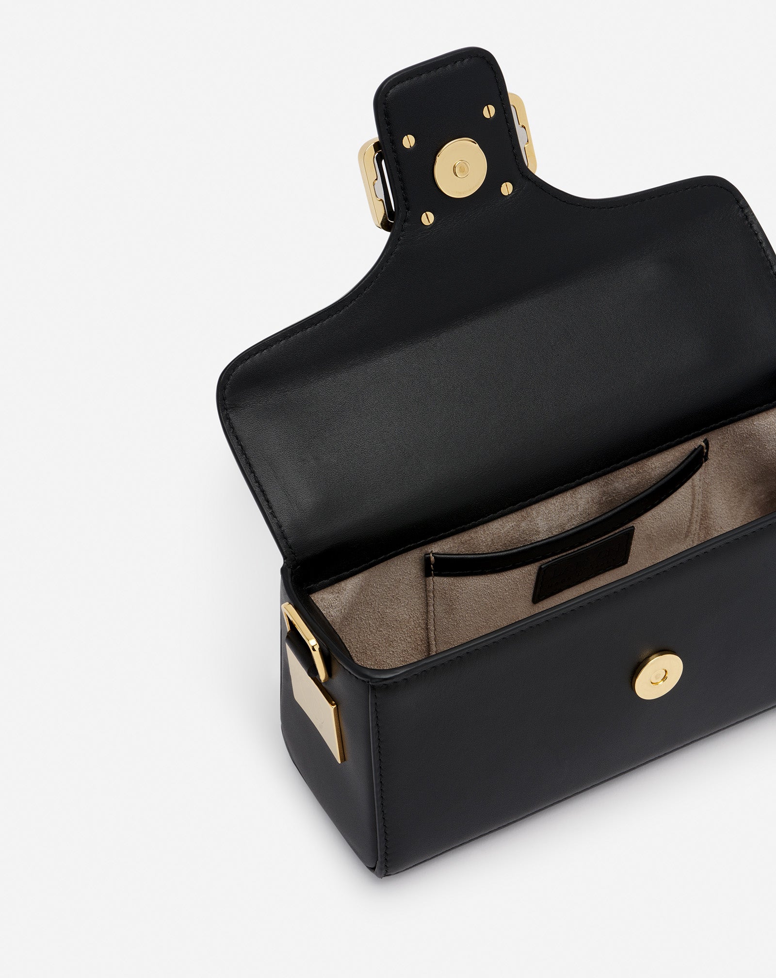 Black Nano Pencil Cat Bag In Leather And Rhinestone