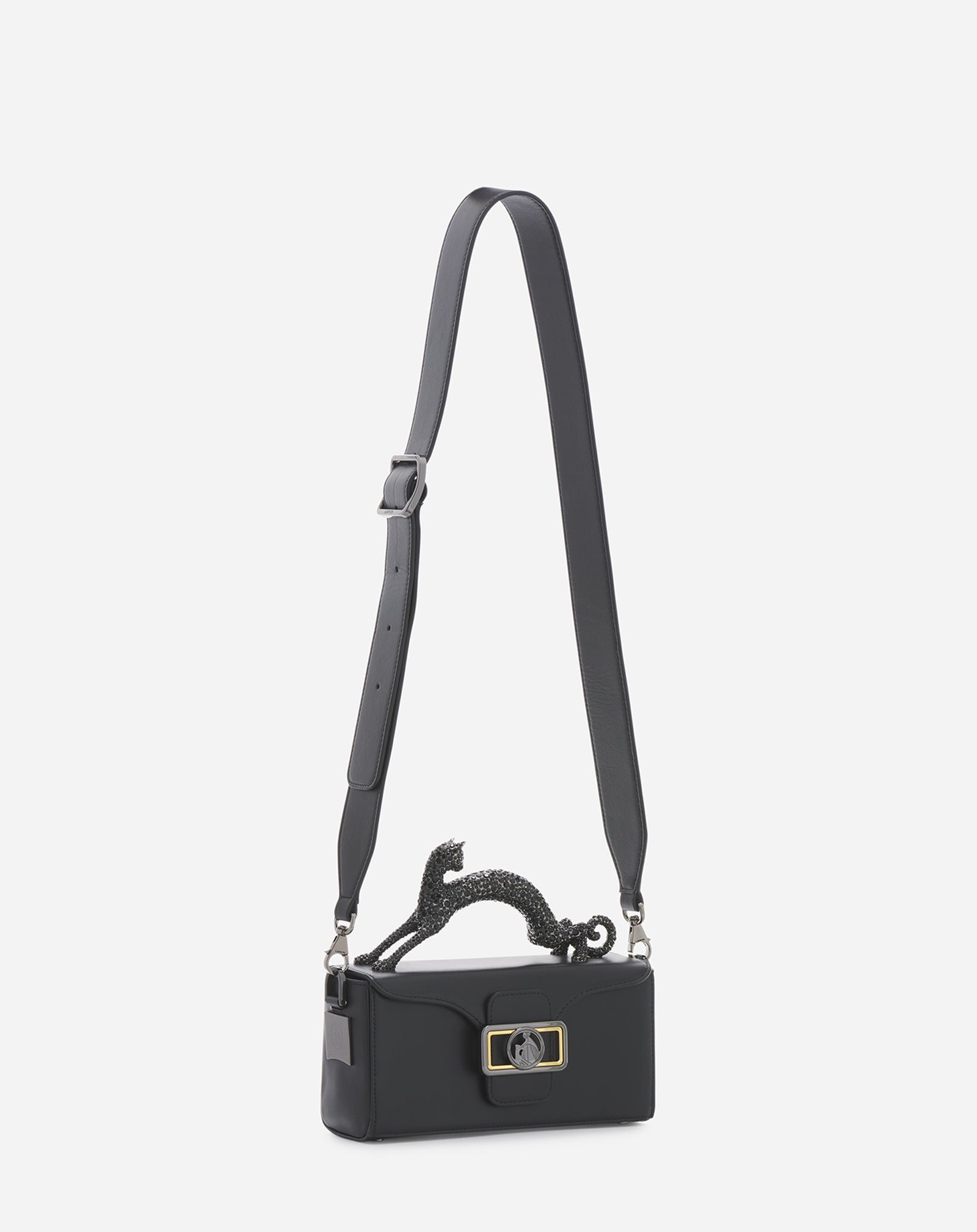 Black Nano Pencil Cat Leather Bag