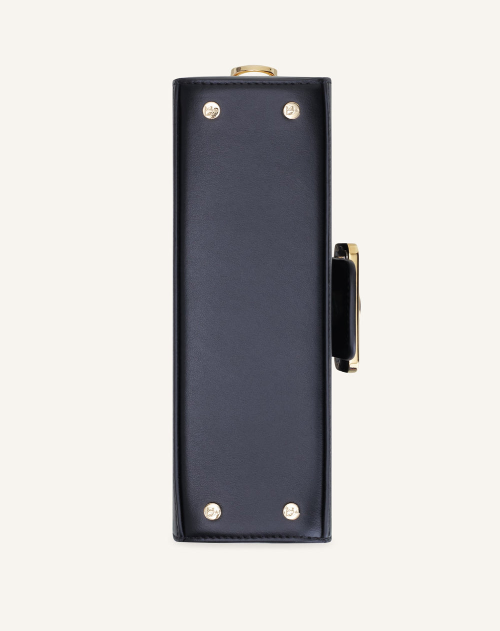 Black Leather Nano Pencil Cat Bag With Rhinestones