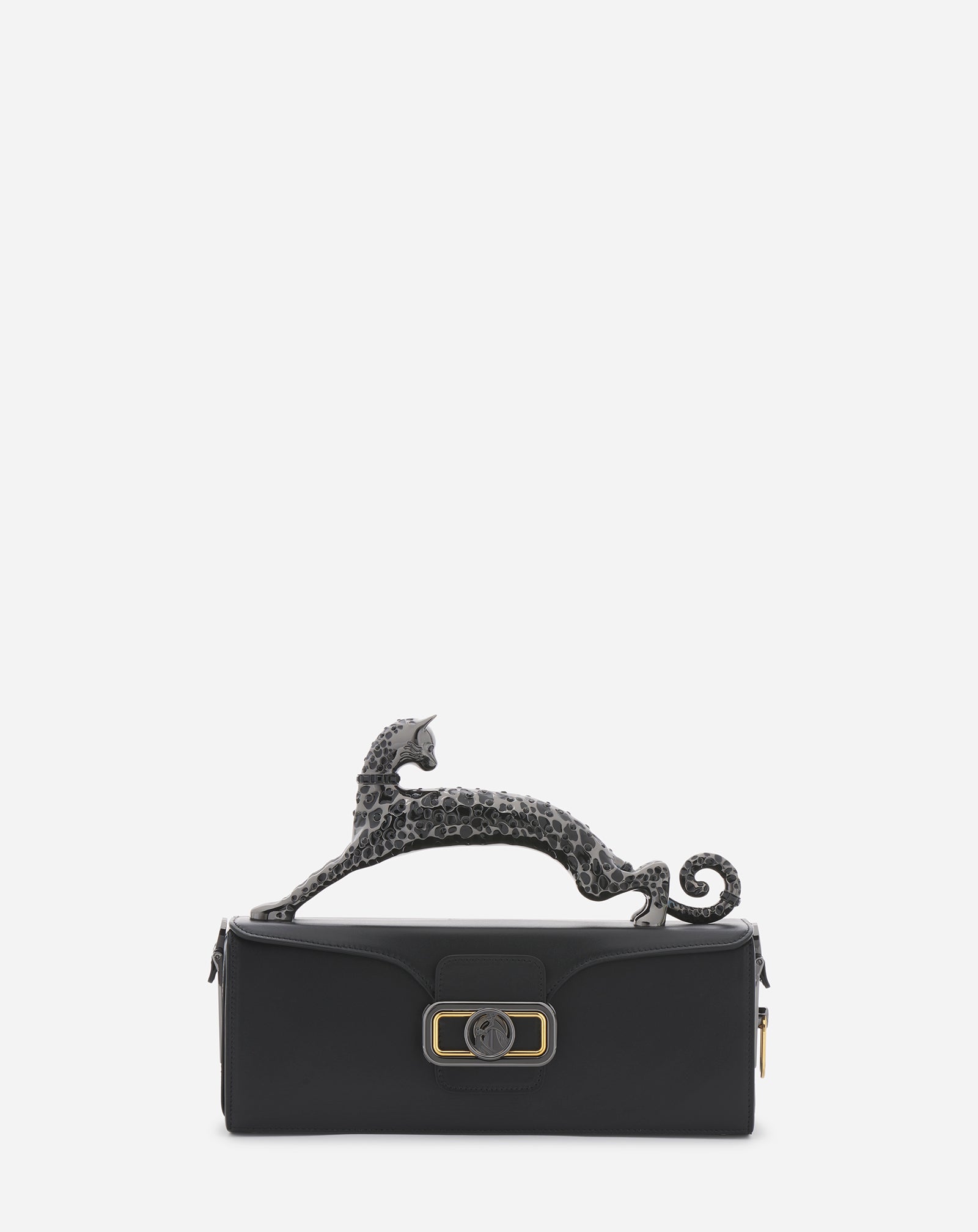Black Medium Leather Pencil Cat Bag