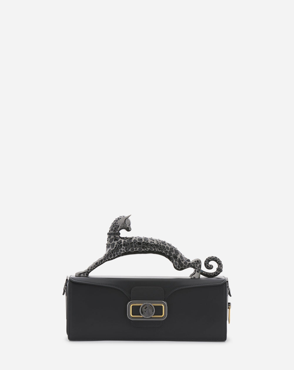 Black Medium Leather Pencil Cat Bag