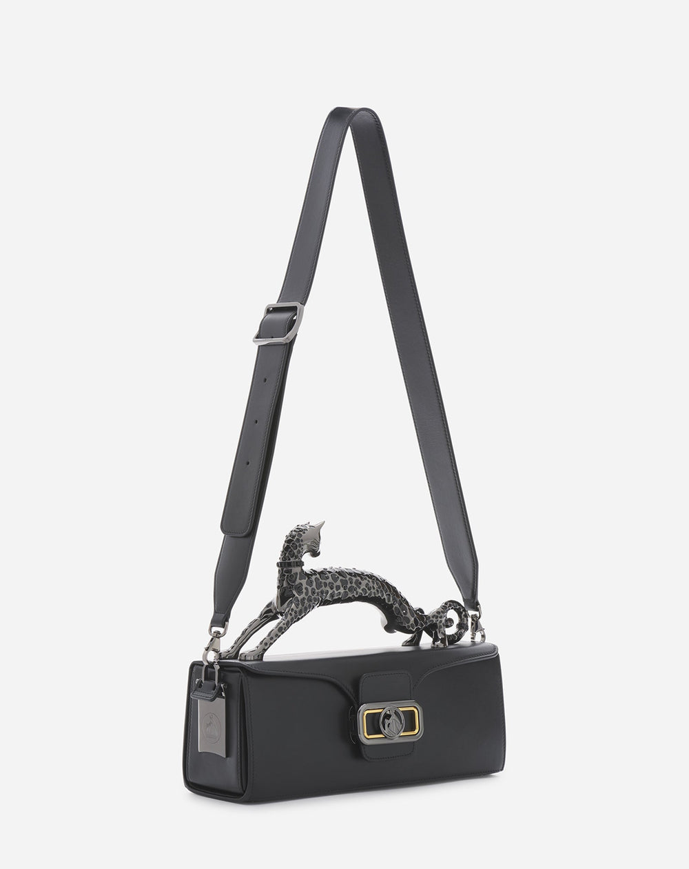 Black Medium Leather Pencil Cat Bag