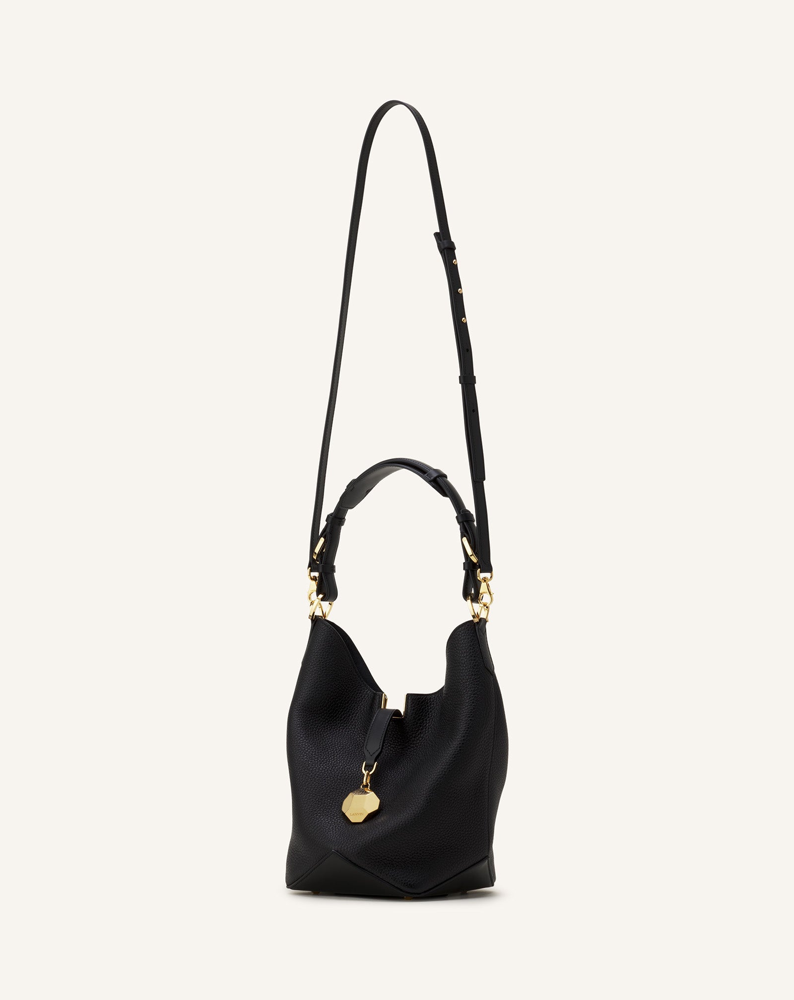 Black Catch By Lanvin Medium Leather Bucket Bag