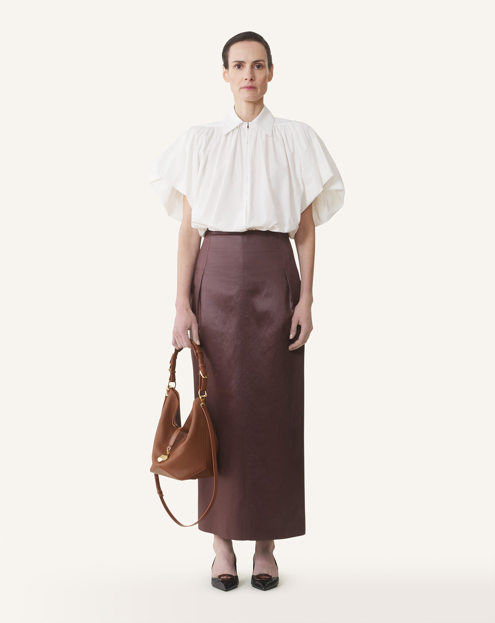 Brown Catch By Lanvin Medium Leather Bucket Bag