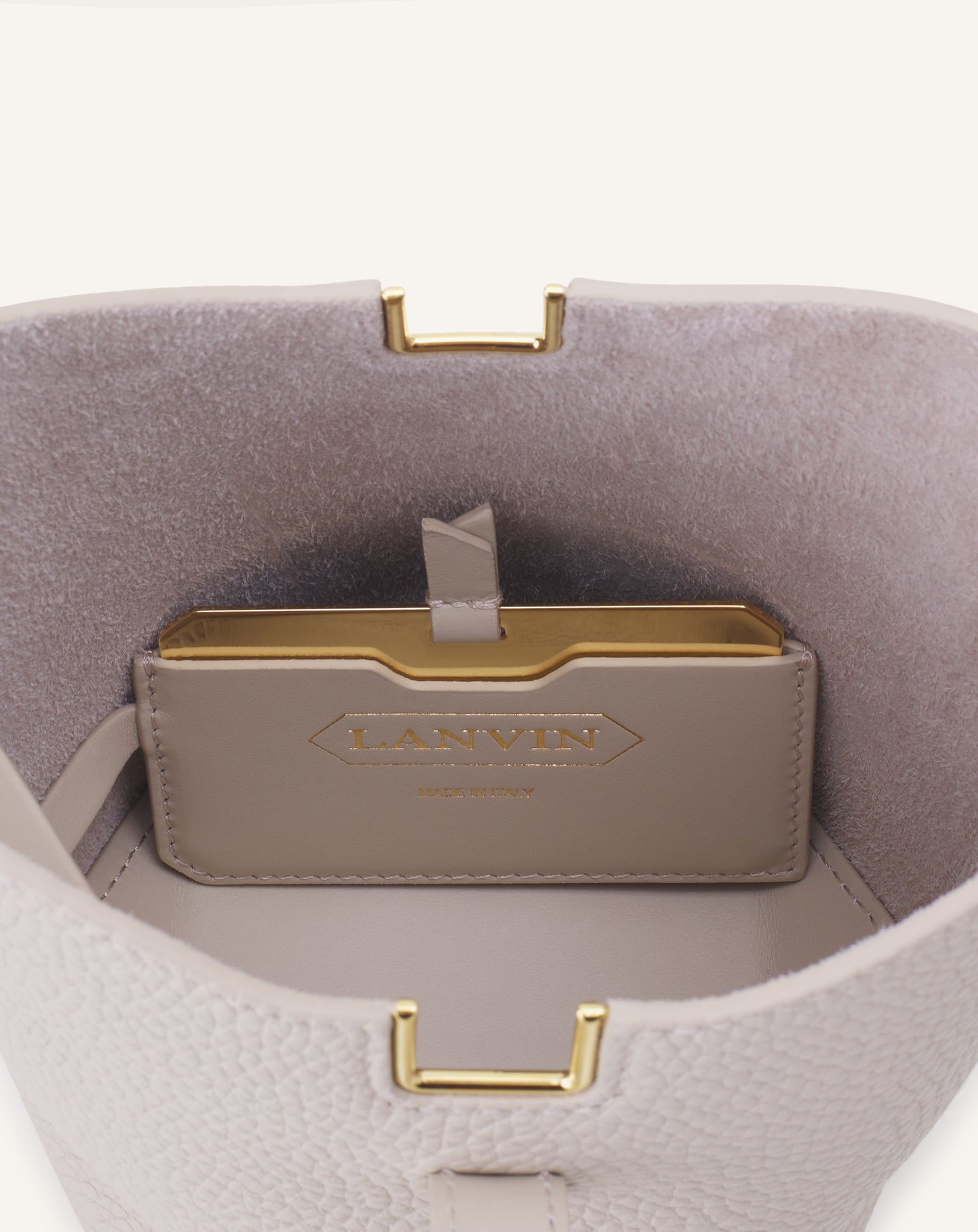 White Catch Nano By Lanvin Leather Bucket Bag