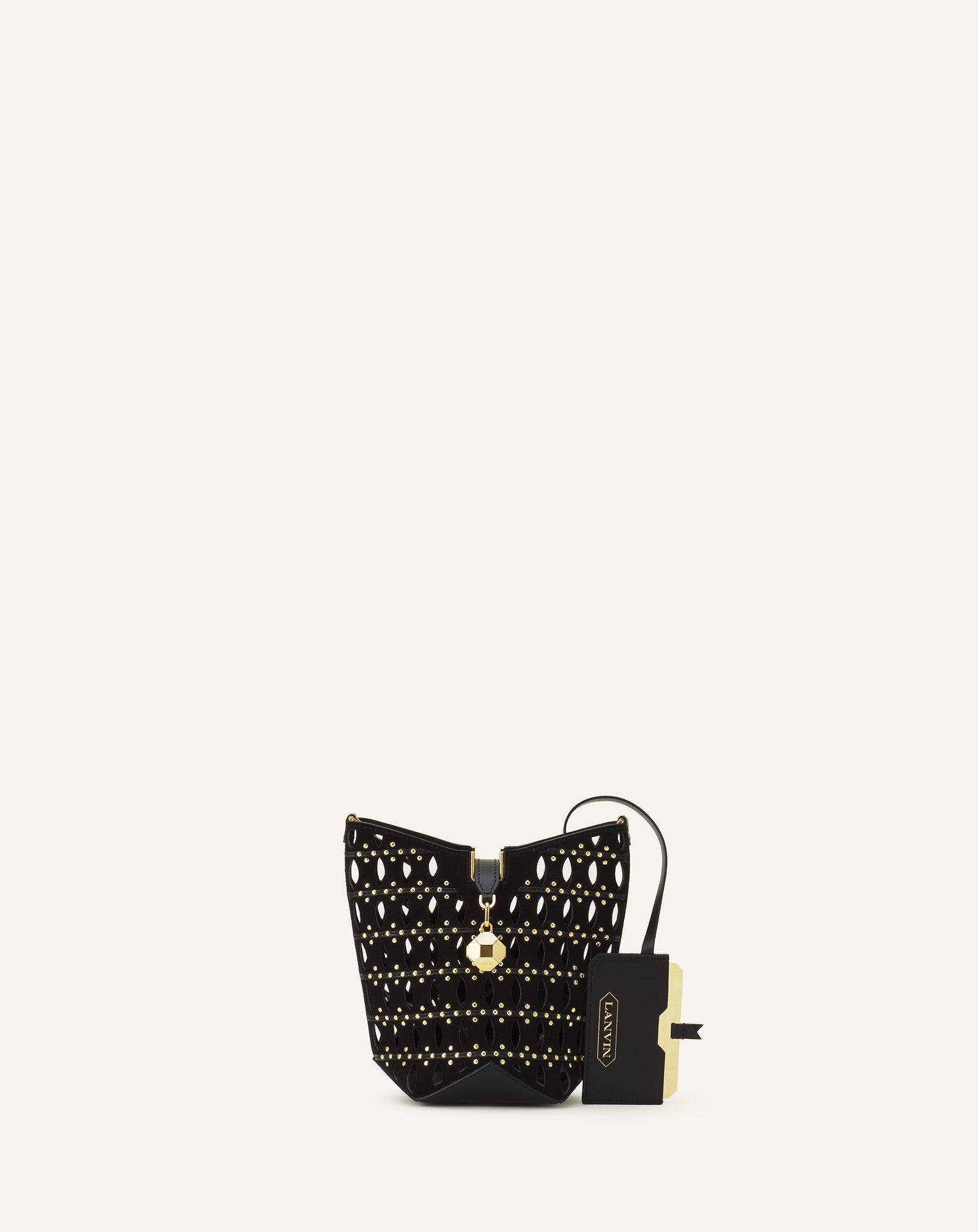 Black Catch Nano By Lanvin Bucket Bag In Suede