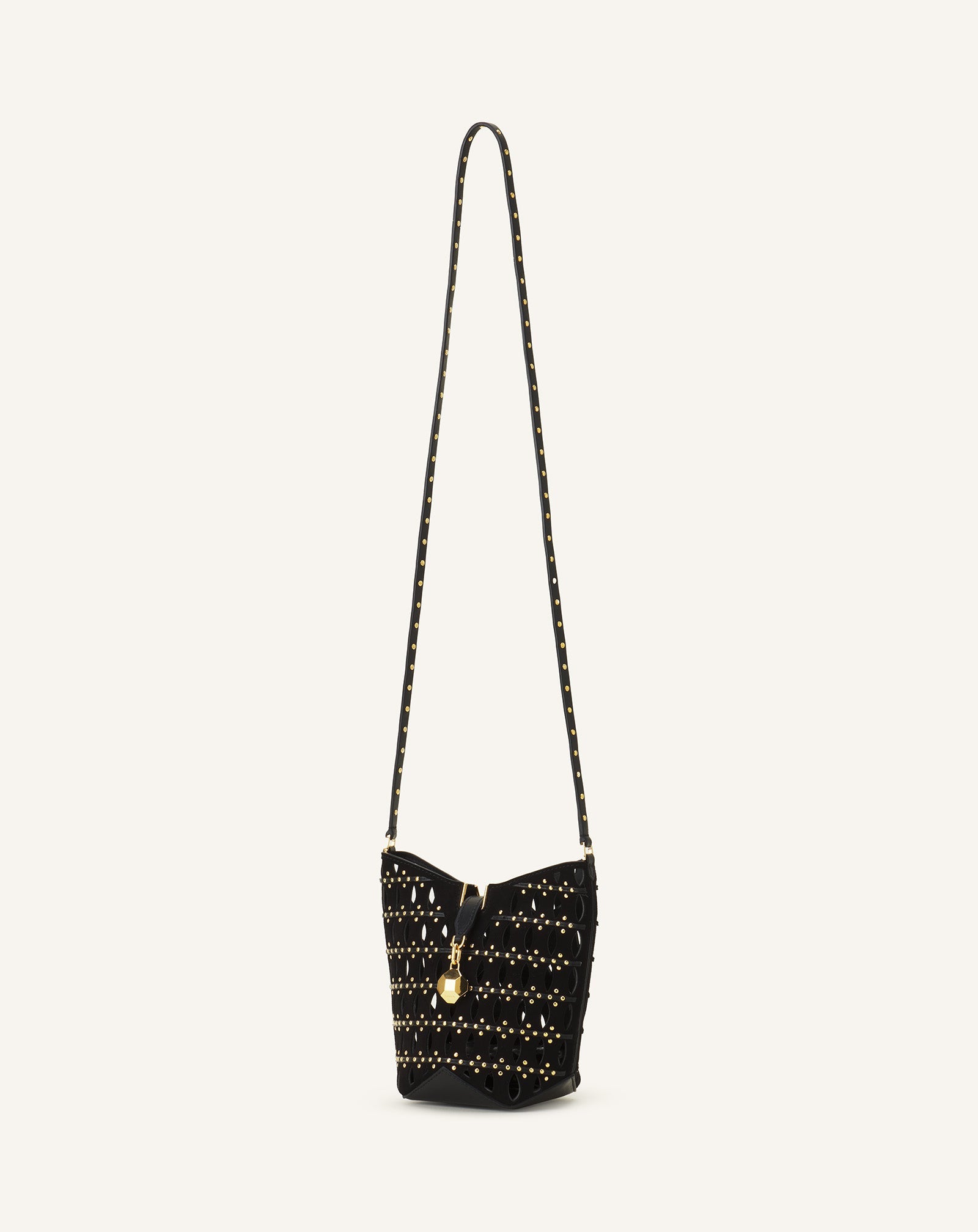 Black Catch Nano By Lanvin Bucket Bag In Suede
