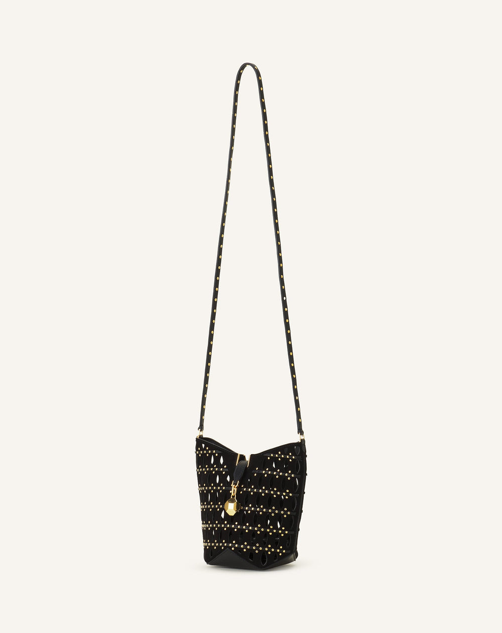 Black Catch Nano By Lanvin Bucket Bag In Suede