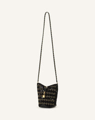 Black Catch Nano By Lanvin Bucket Bag In Suede