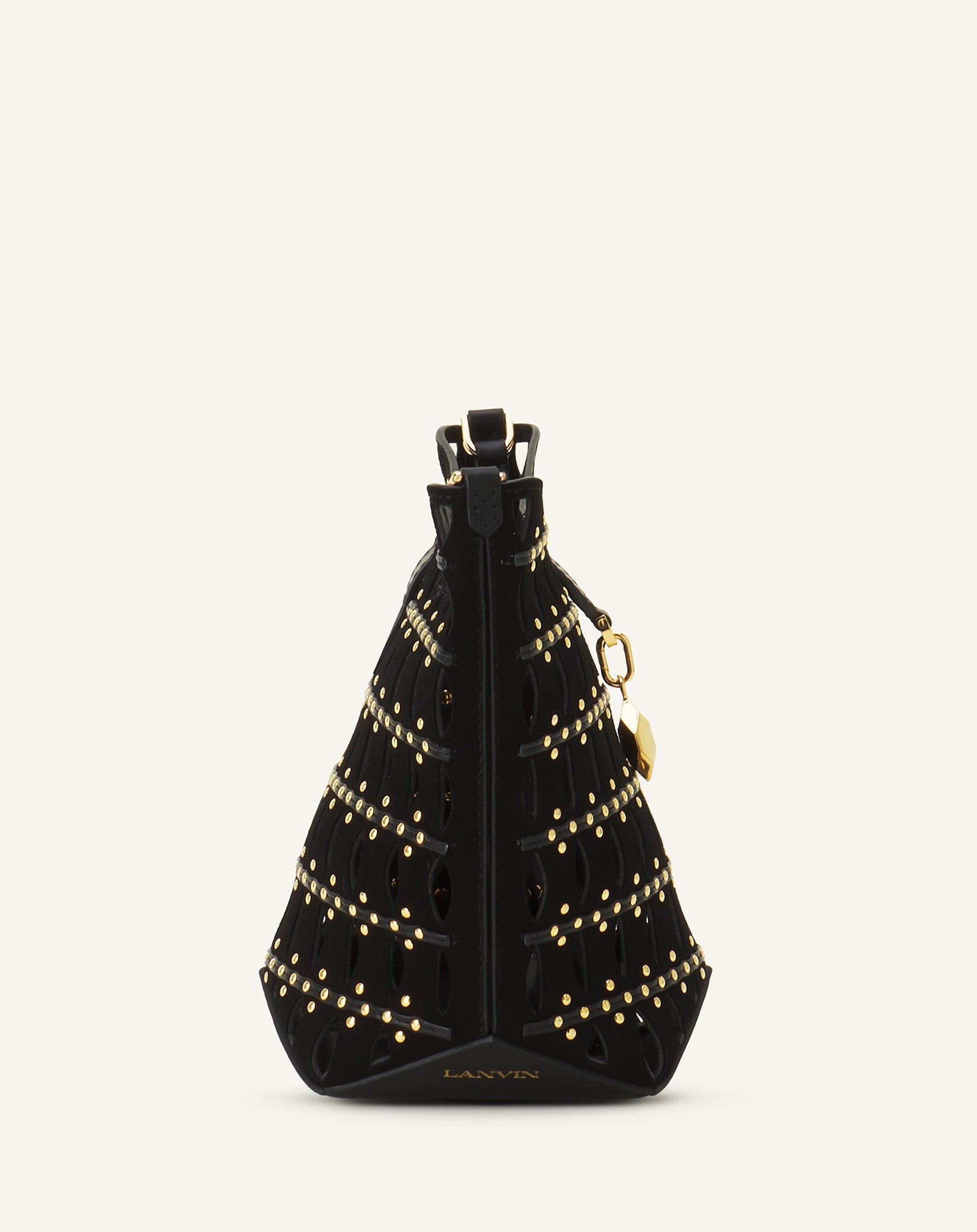 Black Catch Nano By Lanvin Bucket Bag In Suede