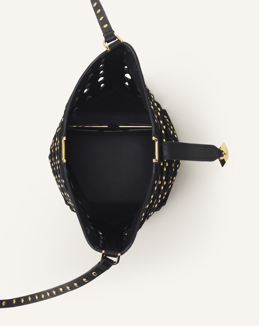 Black Catch Nano By Lanvin Bucket Bag In Suede