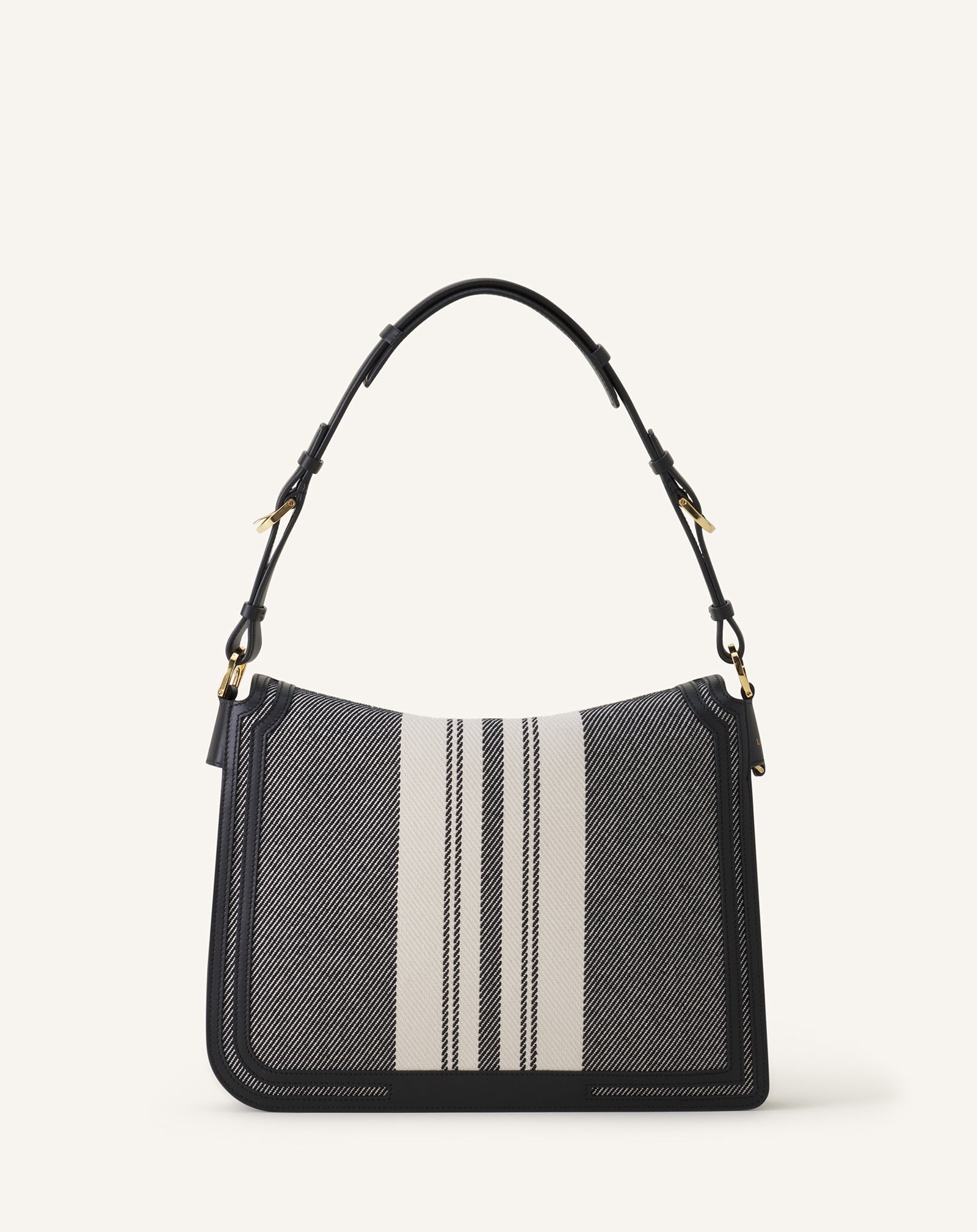 Grey Compagnon Asymetrical Shoulder Bag In Striped Canvas