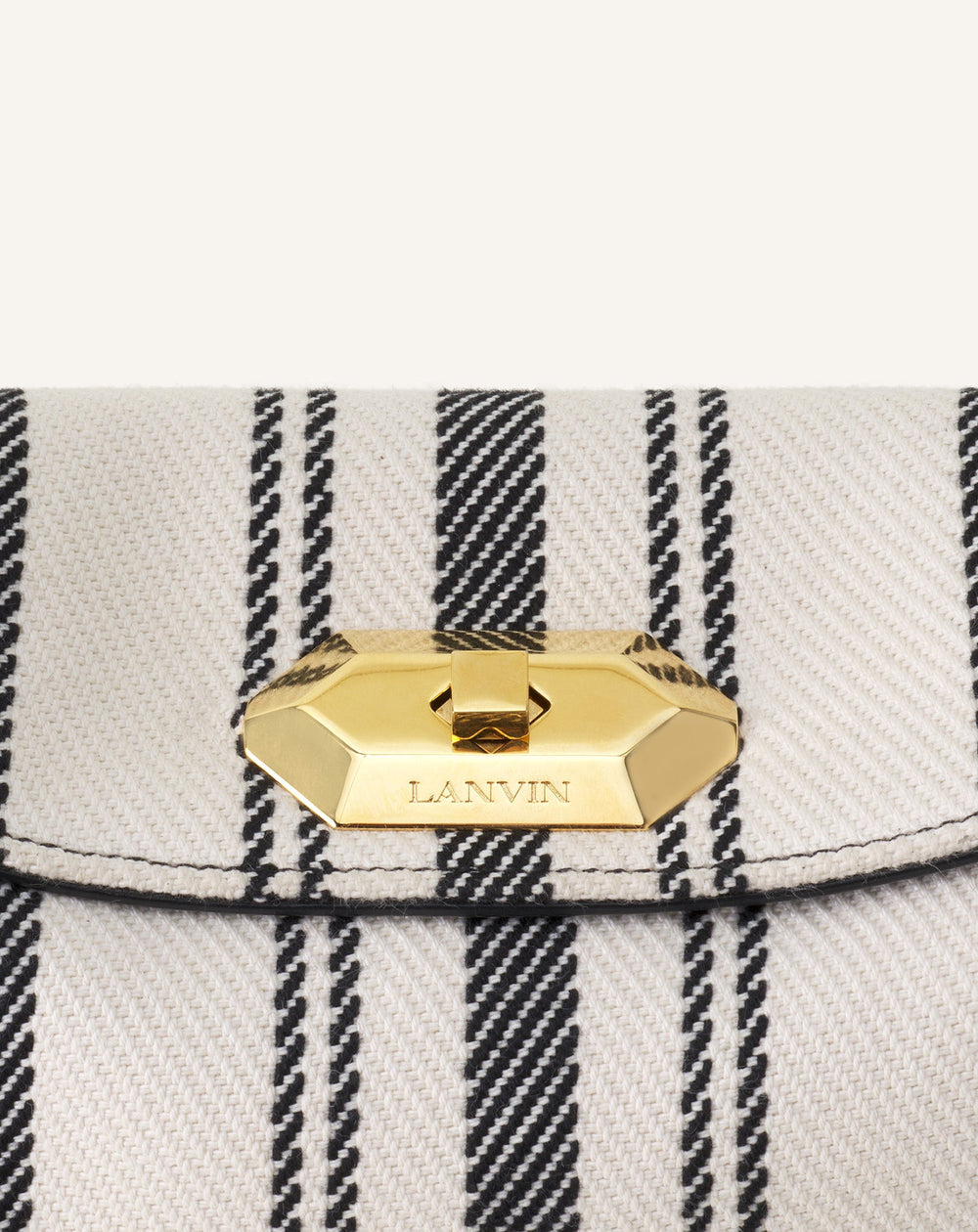 Grey Compagnon Asymetrical Shoulder Bag In Striped Canvas