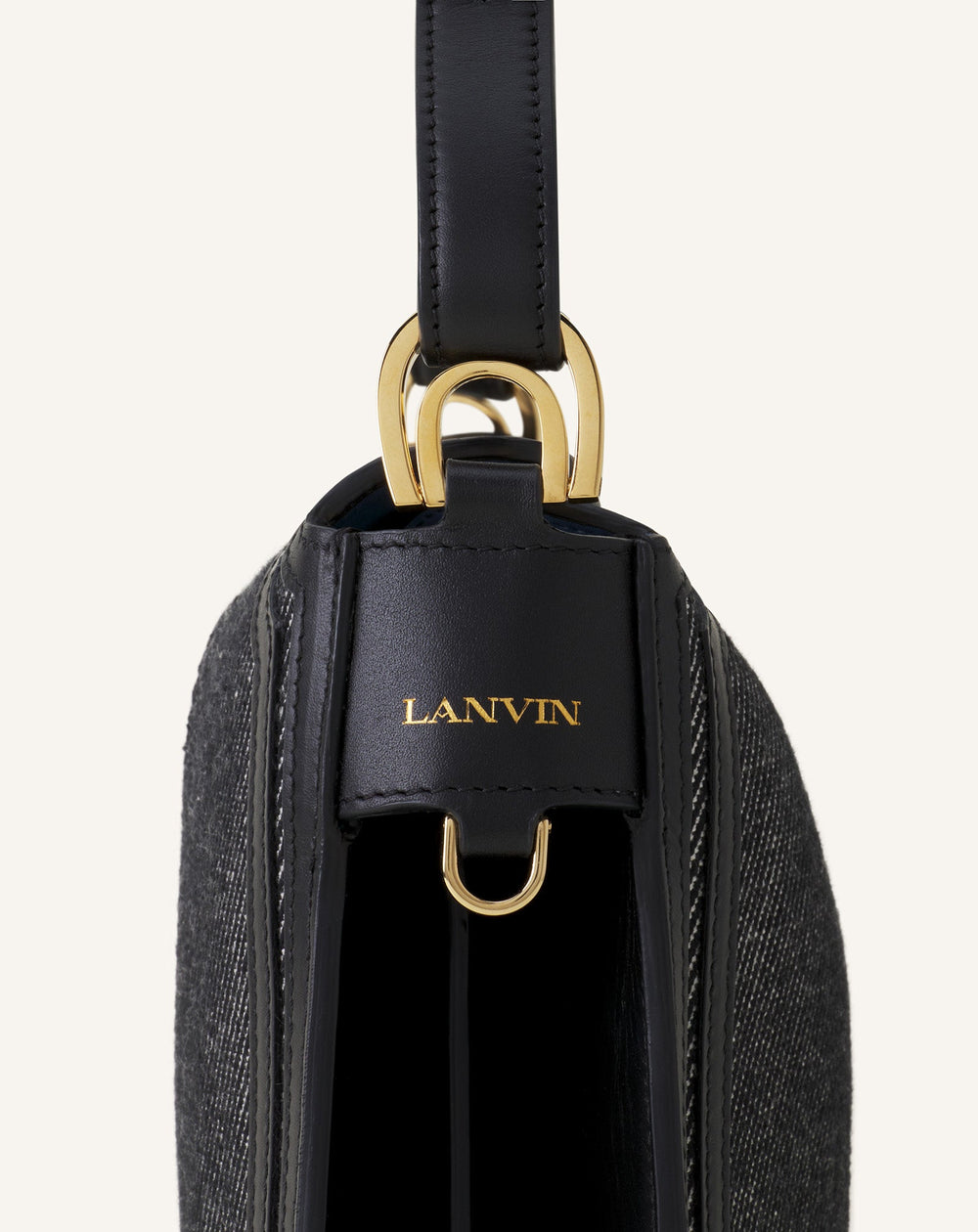 Grey Compagnon Asymetrical Shoulder Bag In Striped Canvas
