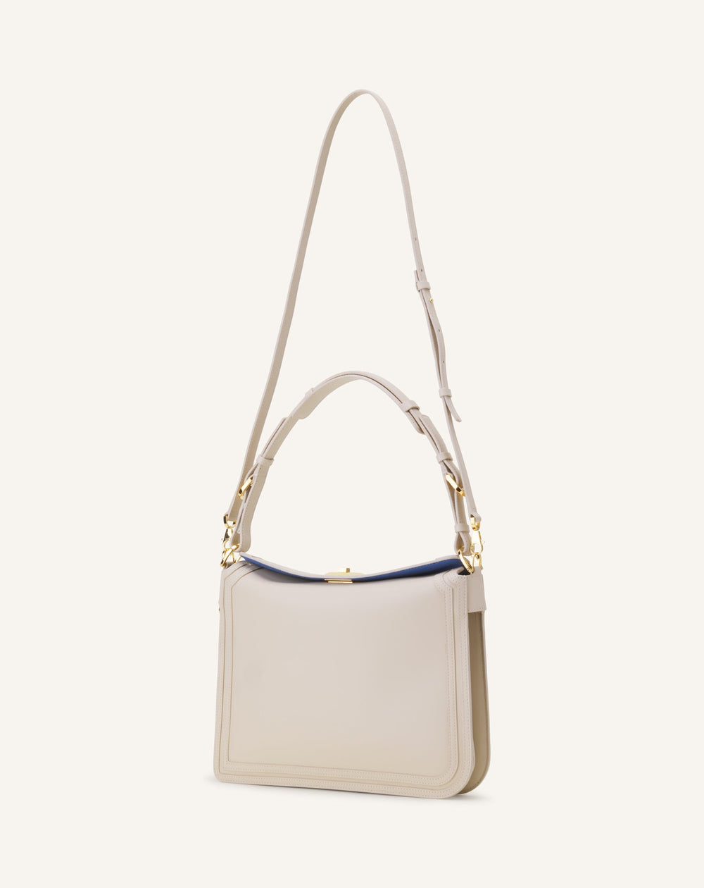 White Compagnon Asymmetrical Bag In Leather