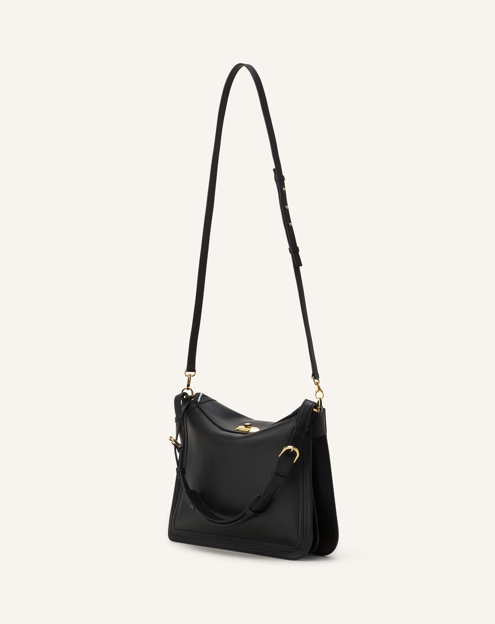Black Compagnon Asymmetrical Bag In Leather