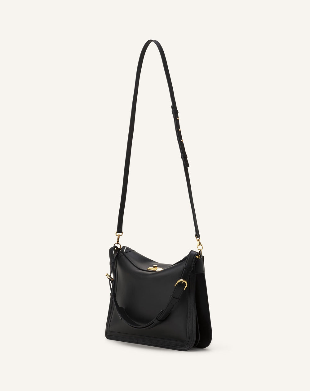 Black Compagnon Asymmetrical Bag In Leather