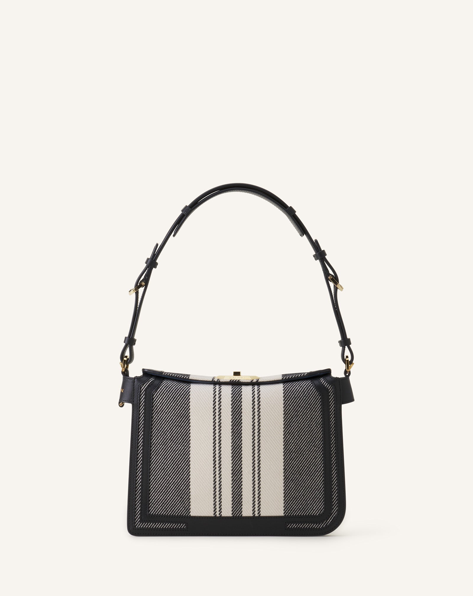 Grey Compagnon Small Asymmetrical Bag In Striped Canvas