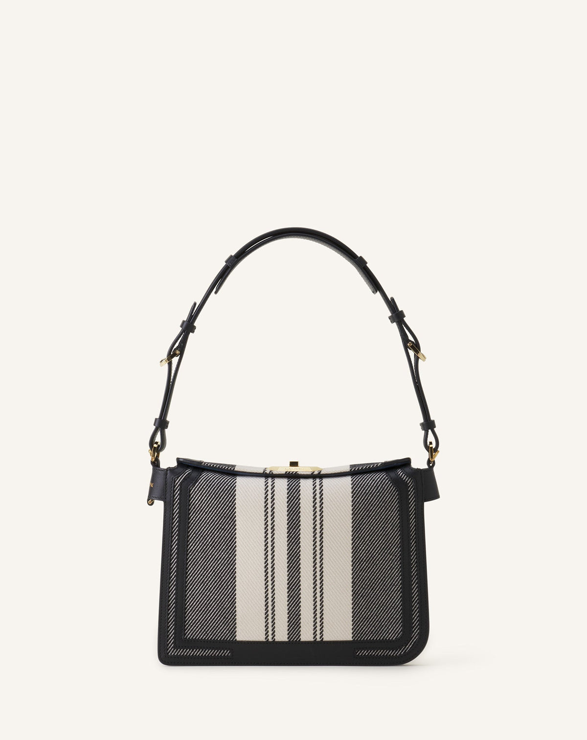 Grey Compagnon Small Asymmetrical Bag In Striped Canvas