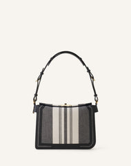 Grey Compagnon Small Asymmetrical Bag In Striped Canvas