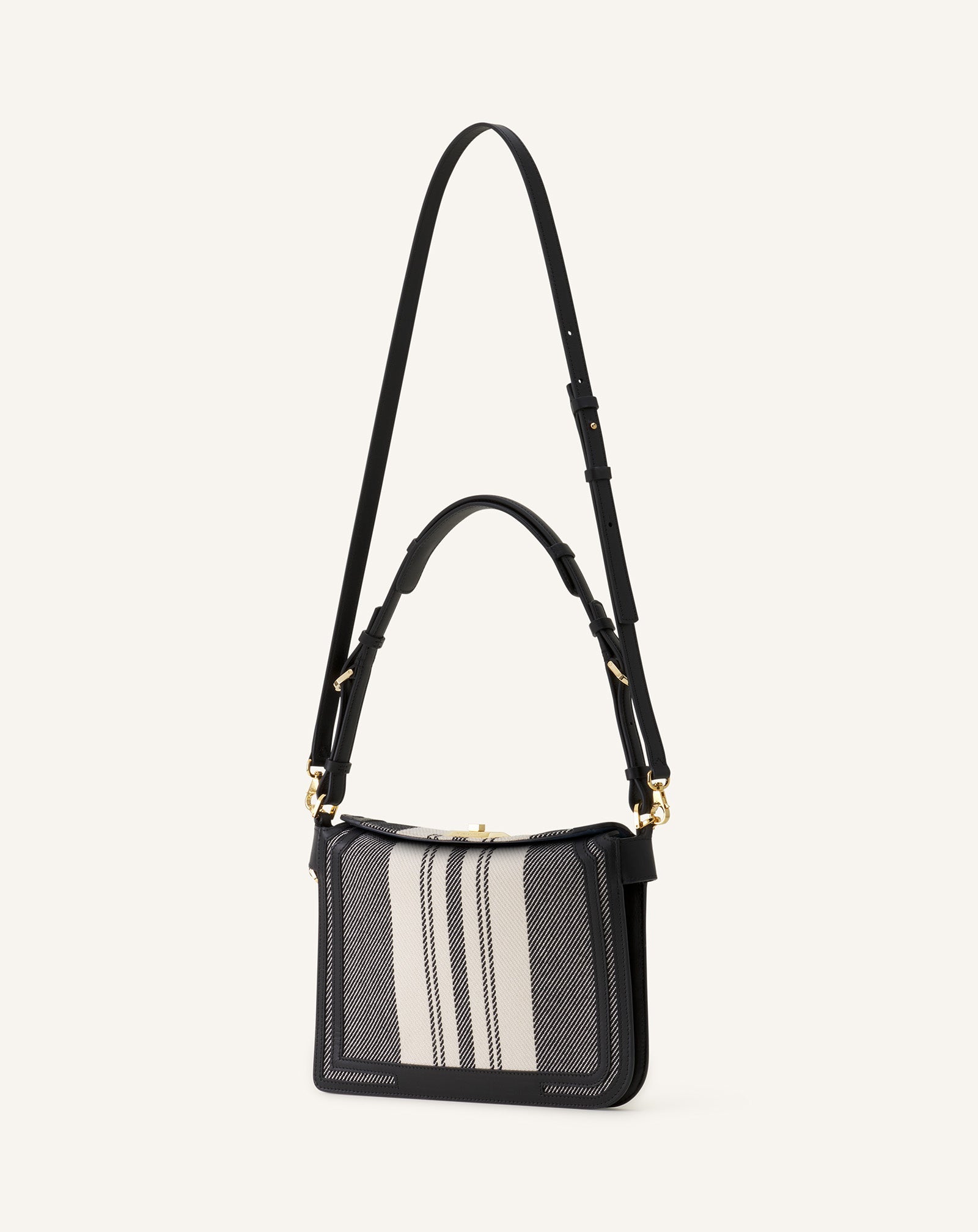 Grey Compagnon Small Asymmetrical Bag In Striped Canvas