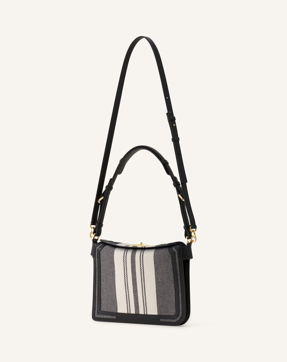Grey Compagnon Small Asymmetrical Bag In Striped Canvas