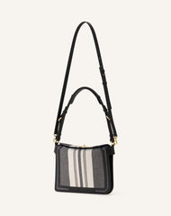 Grey Compagnon Small Asymmetrical Bag In Striped Canvas