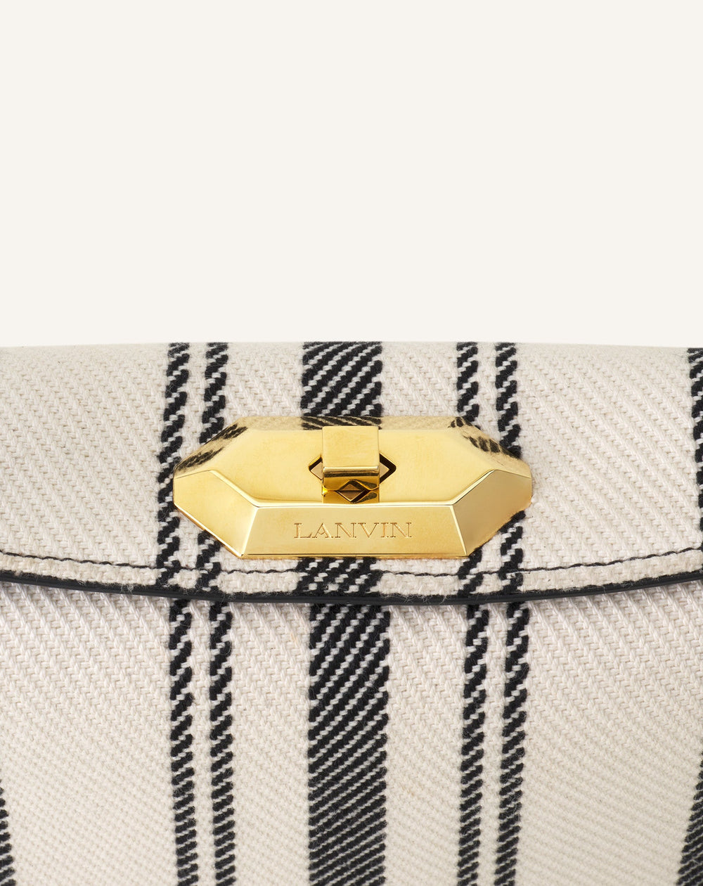 Grey Compagnon Small Asymmetrical Bag In Striped Canvas